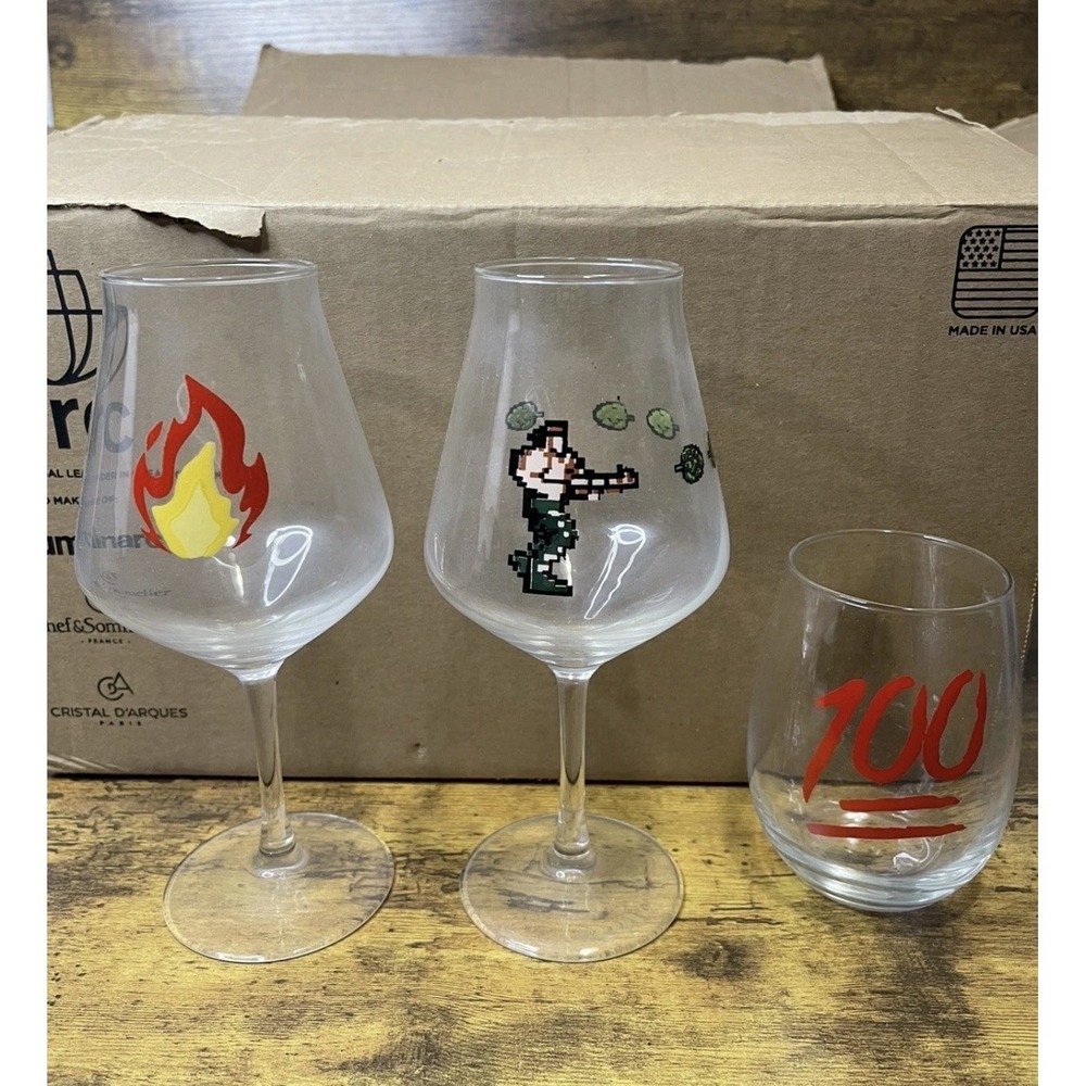 Vintage Contra NES Video Game Pixel‎ Art Glass Set of 3 Retro Gaming Drinkware